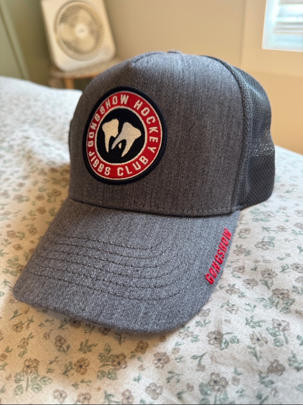 Gongshow Hockey Club Gray Snapback Hat with Red Accent